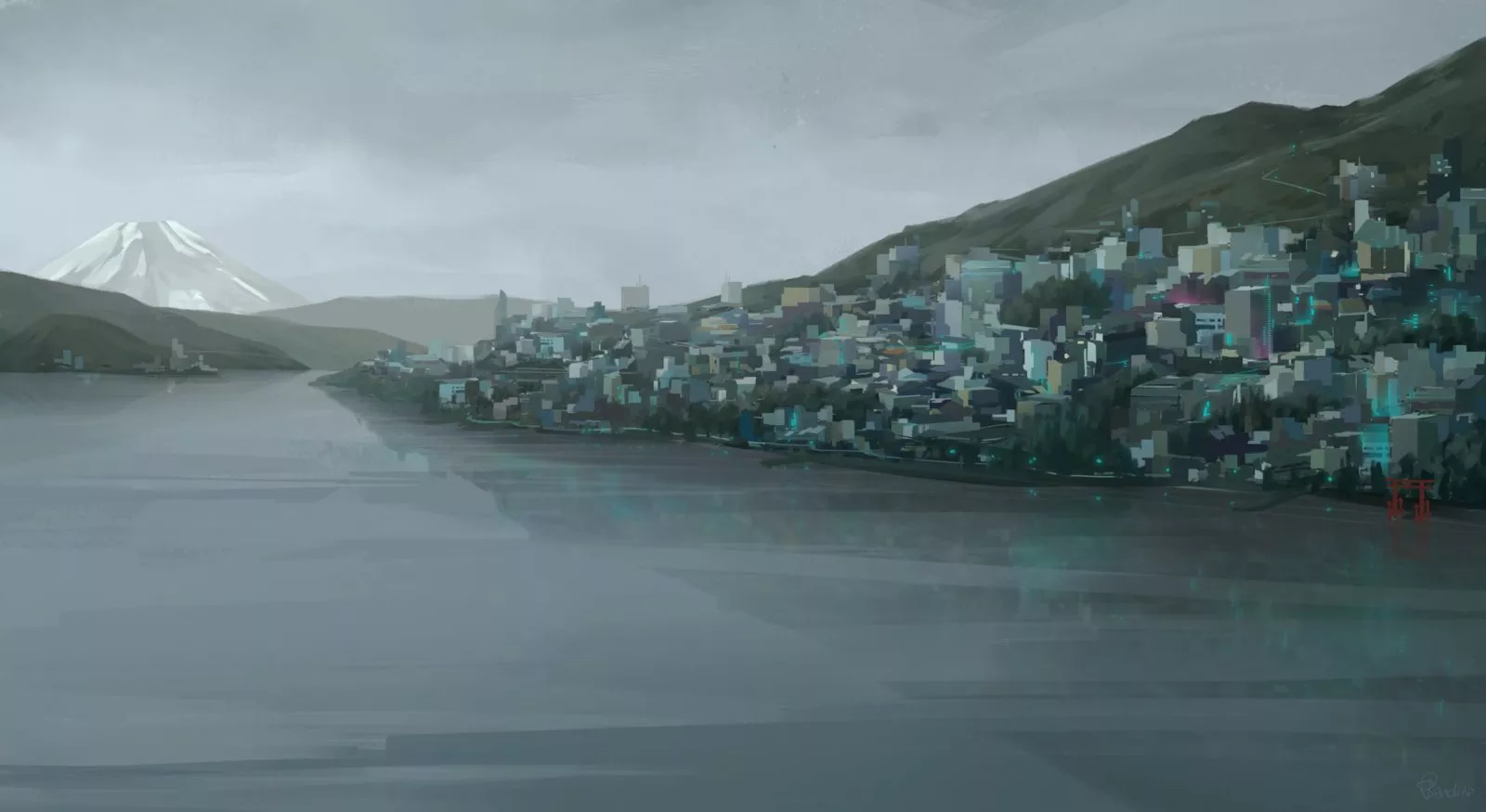 Panorama de Shinkyō, capitale du Nouvel Empire du Japon. Image issue des «Aventures de Kanako Sawada» © Sandrine Pilloud, Lionel Tardy